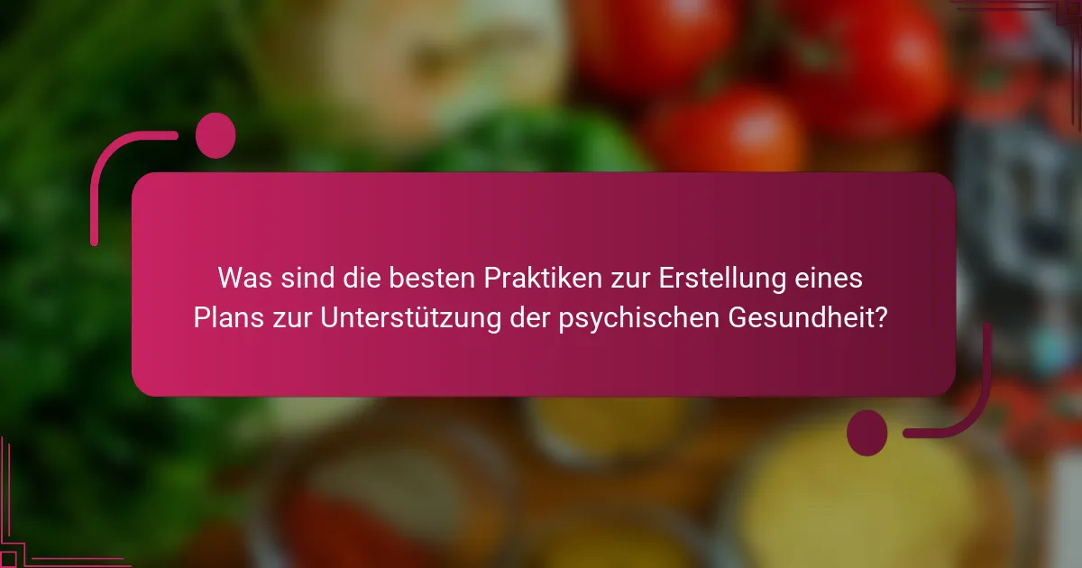 Was sind die besten Praktiken zur Erstellung eines Plans zur Unterstützung der psychischen Gesundheit?