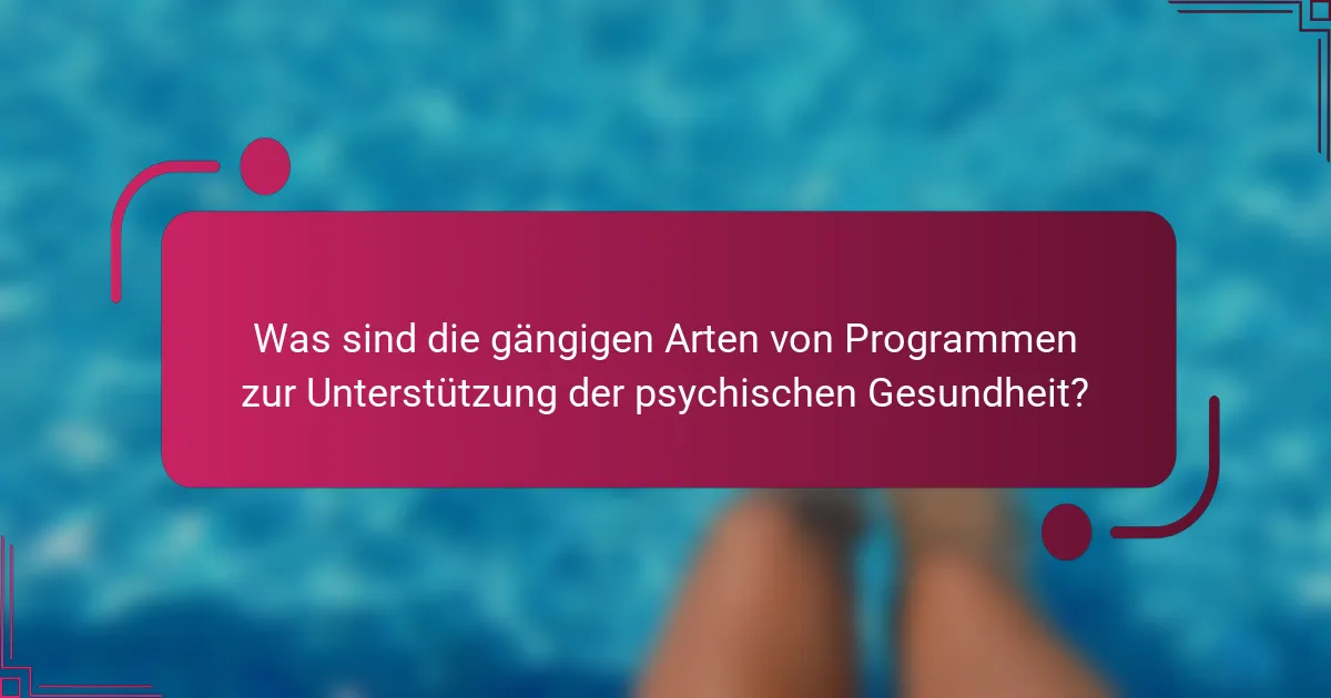 Was sind die gängigen Arten von Programmen zur Unterstützung der psychischen Gesundheit?