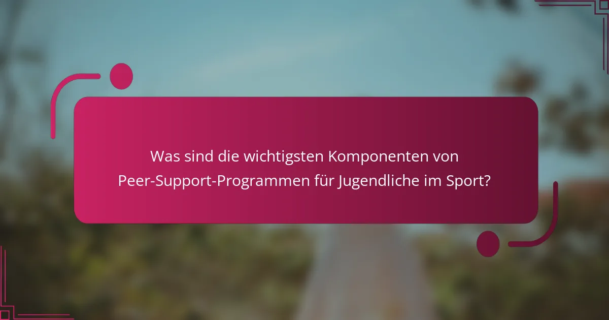 Was sind die wichtigsten Komponenten von Peer-Support-Programmen für Jugendliche im Sport?