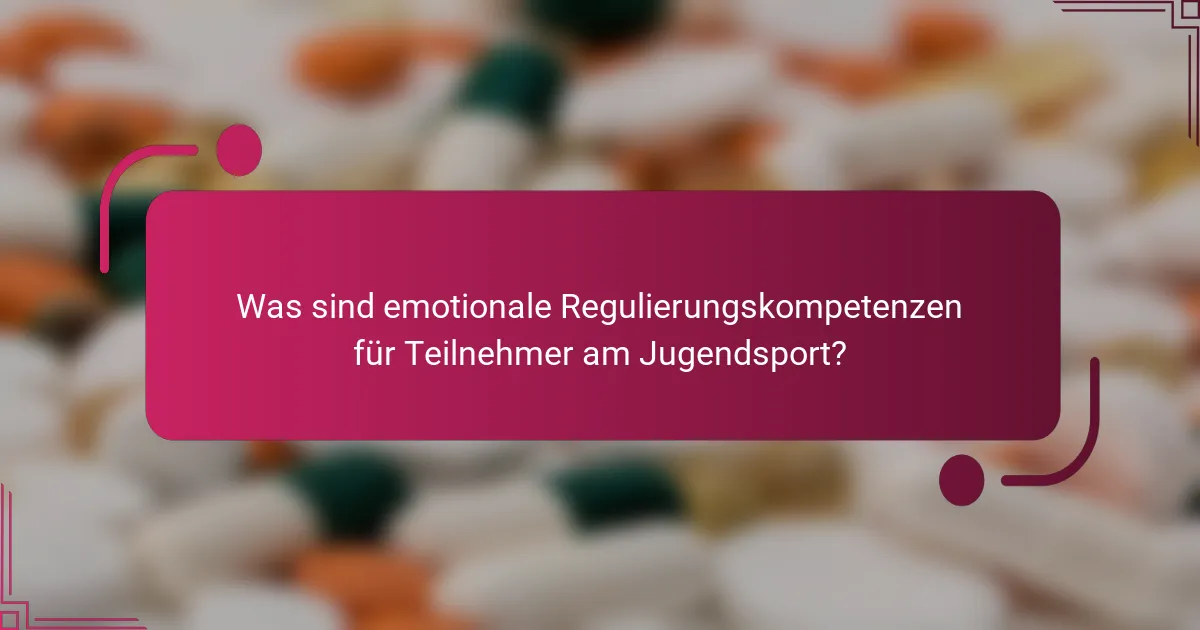 Was sind emotionale Regulierungskompetenzen für Teilnehmer am Jugendsport?