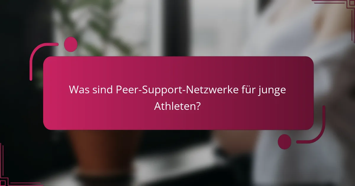 Was sind Peer-Support-Netzwerke für junge Athleten?