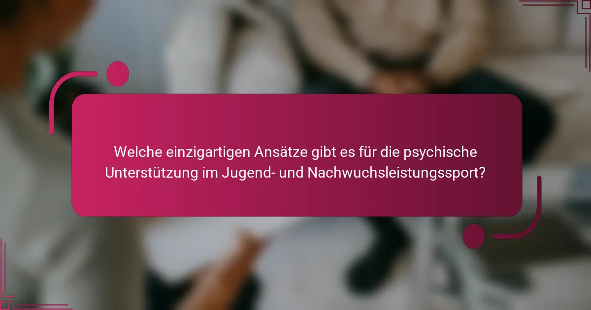 Welche einzigartigen Ansätze gibt es für die psychische Unterstützung im Jugend- und Nachwuchsleistungssport?