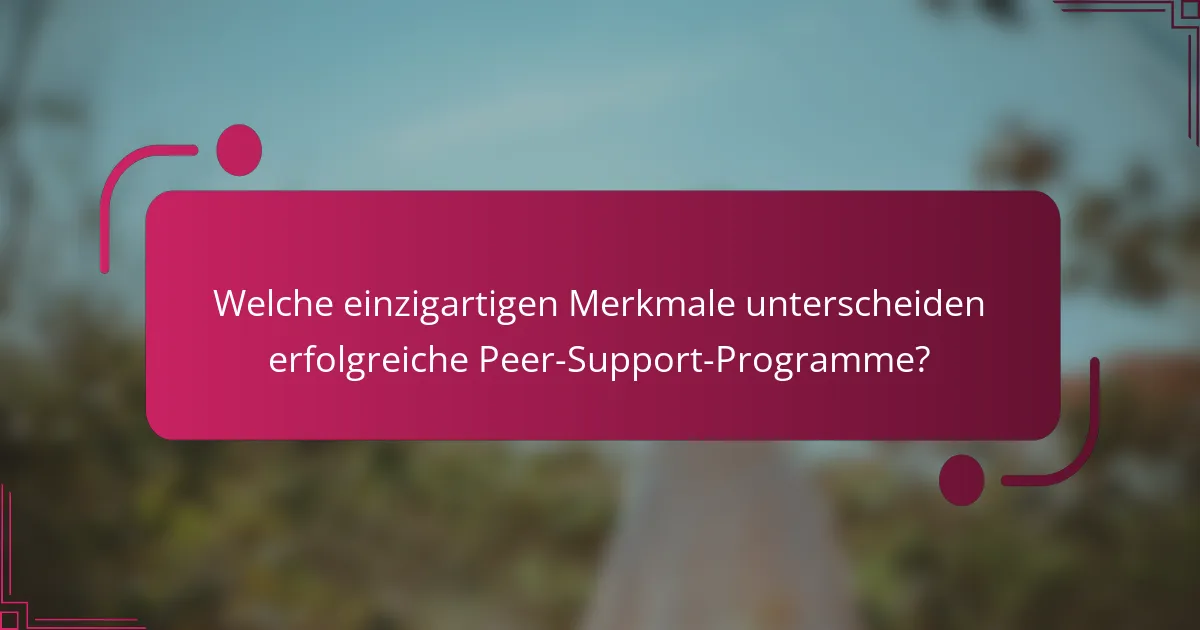 Welche einzigartigen Merkmale unterscheiden erfolgreiche Peer-Support-Programme?