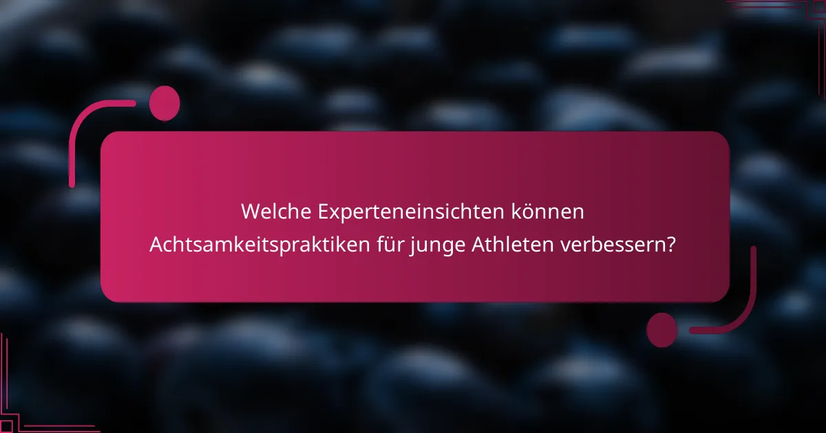 Welche Experteneinsichten können Achtsamkeitspraktiken für junge Athleten verbessern?