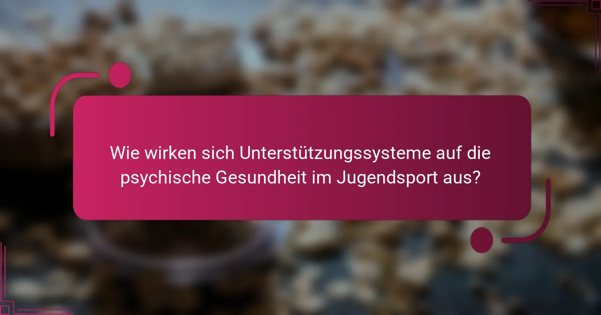 Wie wirken sich Unterstützungssysteme auf die psychische Gesundheit im Jugendsport aus?